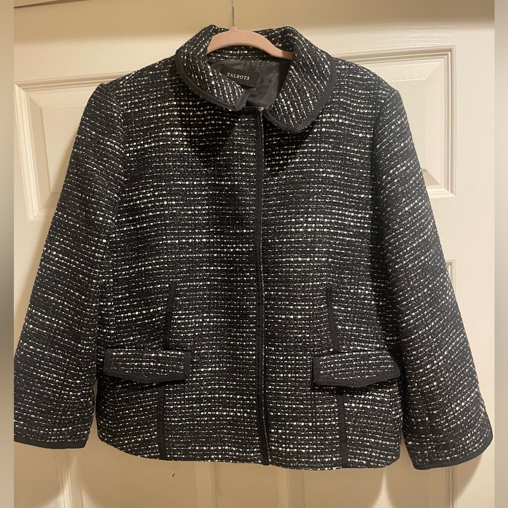 TALBOTS Black and White Tweed Jacket NWT